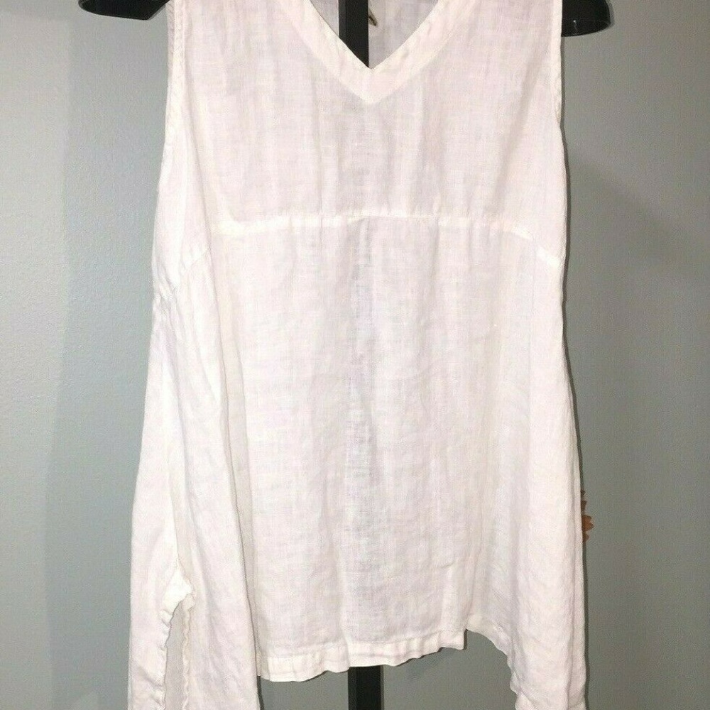 Match Point White Linen Tank Top Tunic Sleeveless